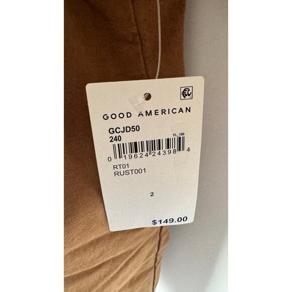 Good American Chore Dropped Shoulder Utility Jacket Rust Size 2 Medium Brown New - Picture 8 of 10